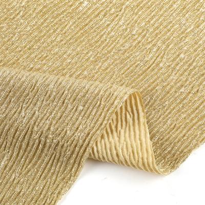 China Blackout Bulk wholesale cheap elegant shiny costume material knitted polyester foil crinkle fabric for sale