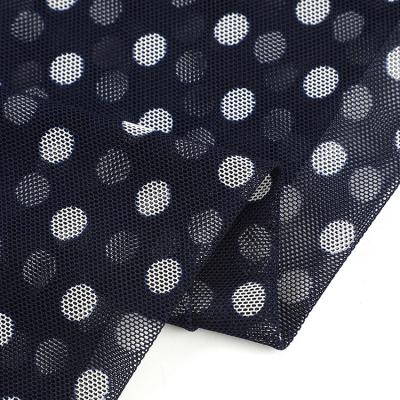 China Blackout competitive price classic minky dot printed net 95/5 polyester spandex printed fabric for dress for sale