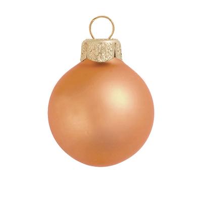 China Hot Sale 8cm Champagne Gold Christmas Ball Matte Hand Painted Glass Christmas Tree Hanging Ornaments for sale