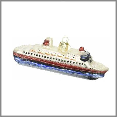 China Hot Sale Christmas Cruise Ship Glass Blown Ornaments For Christmas Tree for sale