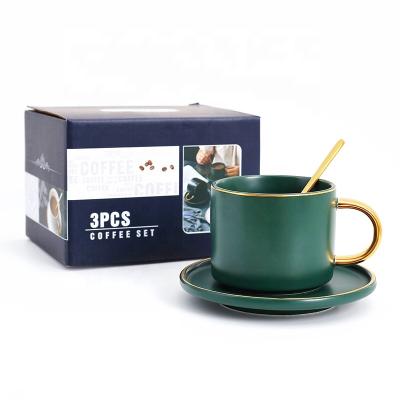 China Good Quality Direct Selling Viable Ceramic Lovers Couples Business Gifts Teacup Saucer Coffee Cup Set for sale