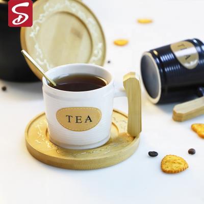 China SHARDON Mug Stocked Ceramic Mug Matte Glazed Tea Coffee Mug with Wooden Handle, Custom Gift Box and Logo for sale