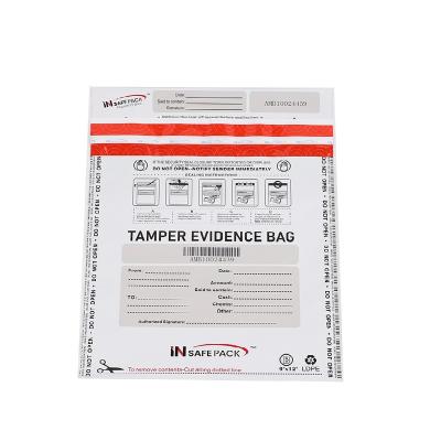 China Security Customized Tamper Proof Security Bags Tamper Proof LDPE Bag With Security Strip For Bank Cash Envelope for sale