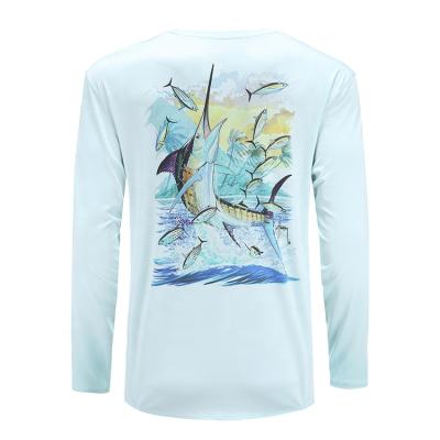 China New Antibacterial Men's Long Sleeve Marlin Fishing Shirt Huk Fishing Shirt UV Shirts For Fishing for sale