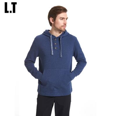 China Anti Shrink Mens Knit Sweatshirts Custom Long Sleeve Button Hoodie Drawstring Pocket Pullover,Chinese Collared Sweatshirts For Hooded Men for sale