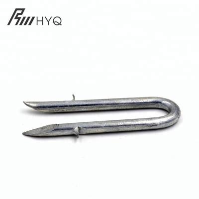 China Factory Supply Sharp Point Barbed Fence Clip U Type Iron Nails for sale