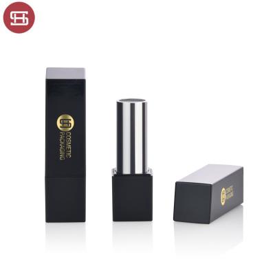 China Newest Design Unique Black Cosmetics Square Magnetic Custom Empty Lipstick Tube Container Packaging for sale