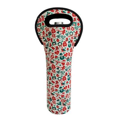 China New Style 2021 Christmas Waterproof Popular Model Single Insulated Neoprene Champagne Wine Bottle Holder Sleeve for sale