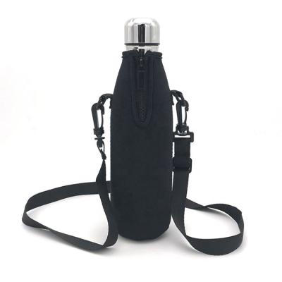 China 17oz Waterproof Neoprene Insulated Water Bottle Holder Sleeve Zipper Cooler Bag With Shoulder Strap for sale