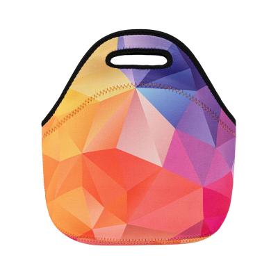 China Neoprene Customized Lunch Bag For Women Men Women Sublimation Neoprene Lunch Box Wide Open Insulated Lunch Tote Bag Reusable Lunch Box for sale