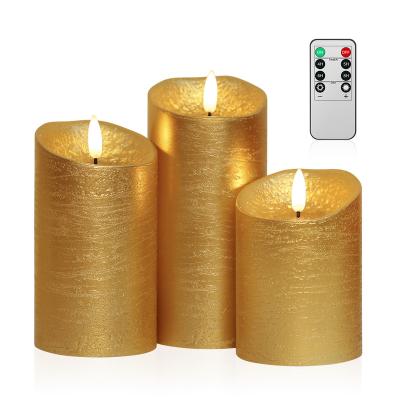 China Hot Selling Birthdays Factory Cheap Price LED Electric Flameless Pillar Candles Set With Remote Control for sale