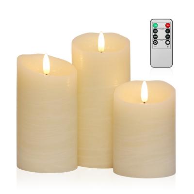 China Birthdays Led Flameless Candle With Movable Wick Pillar Flickering Candles For Wedding Home Decoration for sale