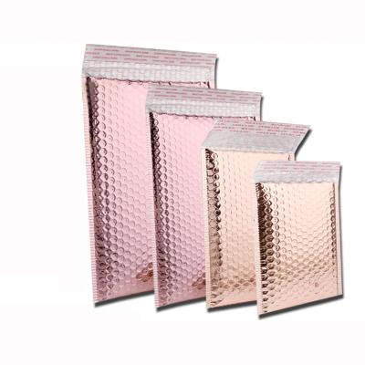 China shoes & Apparel Custom Printed Metallic Foil Rose Gold Plastic Envelopes Mailing Padded Poly Bubble Mailer Bag for sale