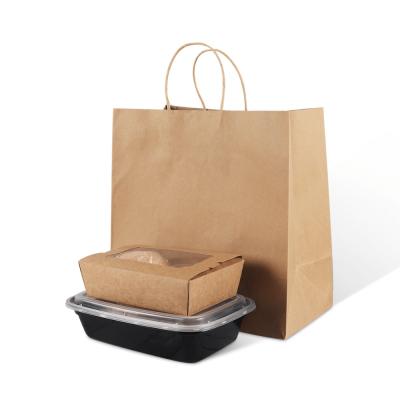 China Discount Recyclable Event Recyclable Brown Kraft Paper Shopping Handle Tote Bag For Gifts for sale