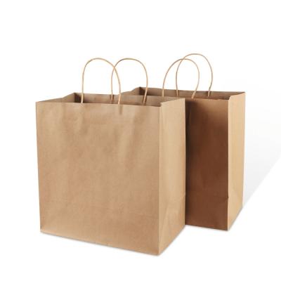 China Cheap Recyclable Promotional Recyclable Brown Kraft Paper Shopping Handle Packaging Bag For Gifts Party Grocery for sale