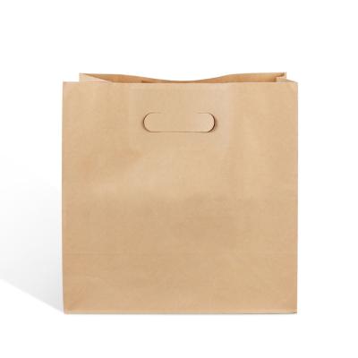 China Brown Die Cut Kraft Paper Handle Shopping Bag Recyclable Recyclable For Cooking Caterer for sale