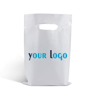 China Custom Printing Designs Recyclable HDPE LDPE Yellow Die-cut Handle Carry Poly Pack Plastic Shopping Bags for sale