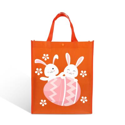 China Luxury Orange Handled Sewing PP Nonwoven Handbag Easter Nonwoven Shopping Bag for sale