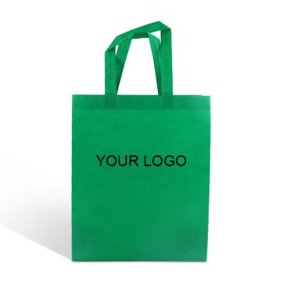 China Custom Print Logo Small PP Handled Nonwoven Fabric Reusable Laminated Tote Shopping Tote Bag For Fabric for sale