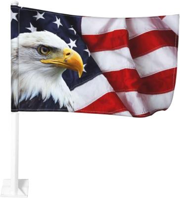 China American Flag Eagle Car Window Clip Flag, Health Care Institutes Double Sided Outdoor Flags 18 Inch X12 For Women Car Owners Business Travel Decor for sale