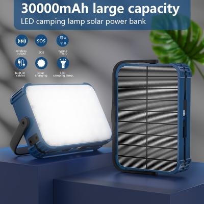 China Waterproof Solar Power Bank 30000mAh LED Solar Power Support Charging Power Bank Lantern Camping Lamp Power Bank Fast Portable Solar Charger for sale