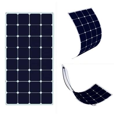 China Ultra Thin Rooftop 100W Solar Panel Charger SunPower Cell Flexible With Connector Charging RV Boat Cabin Tent Car for sale