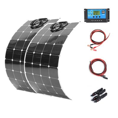 China Sunpower flexible cell solar panel 200w flexible system curved solar panel for campervans for sale