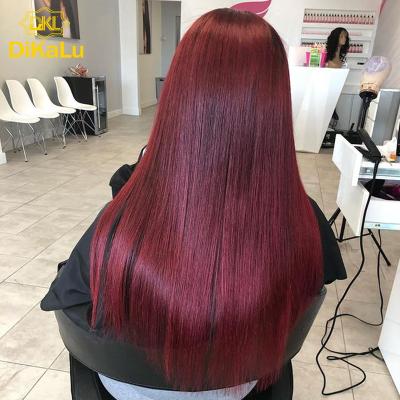 China Raw Brazilian Lace Front Wig For Black Woman Vigin Hair Wigs 1B 99J Burgundy Water Wave Red Hair Lace Wig for sale