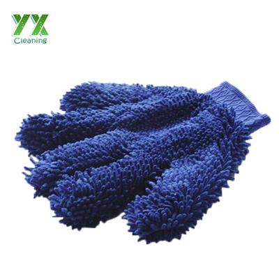 China Car Cleaning Finger Shape Chenille Custom Car Microfiber Glove Wash Cleaning Glove for sale