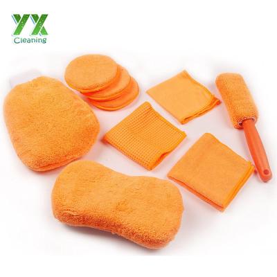 China Eco-friendly Microfiber Wash Station Cleaning Kit Include Microfiber Towels Applicator Pads 1*Wash Sponge for sale