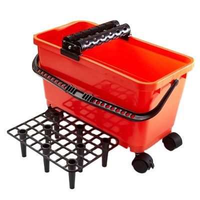 China Sustainable Plastic Rectangular ESD Wax Bucket With Lid And Wheels For Tile Washboy Cleaning for sale