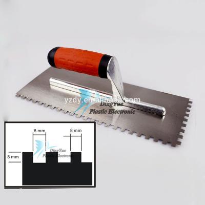 China 280X120mm 10mmX10mm SQUARE concrete notched trowel with rubber grip for sale