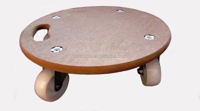 China MDF easy moving board round wooden cart/wooden tool cart/moving furniture cart for sale