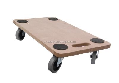 China FSC Easy Mobile Transport Trolley Wooden Trolley Furniture Mobile MDF Trolley for sale