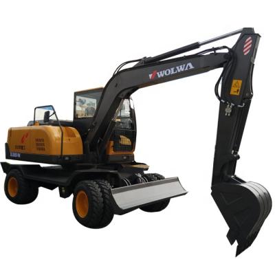 China Wolwa Group Of Farms 8 Ton Working Weight Small Wheel Excavator For Sale Bucket Capacity 55kw 0.3 Engine for sale