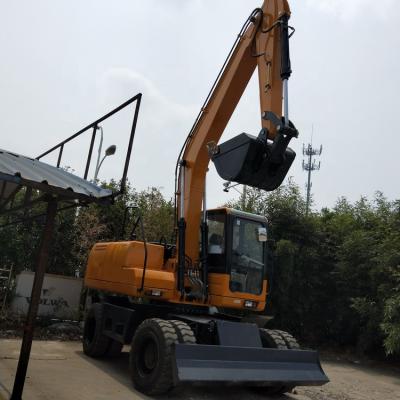 China Cultivate Small Wheel Excavator 13 Ton Wheel Excavator With 0.6CBM Bucket for sale