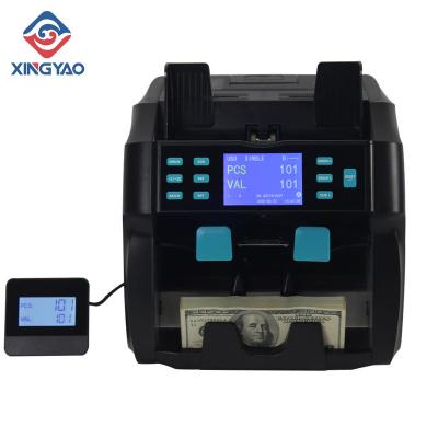 China 100% Mixed Fake Money Detector Discriminator 2 Pocket Accurate Denominations Counter and Sorter Money Counting Machine for sale