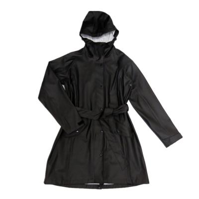 China Eco - Friendly Stylish Black PU Jacket Raincoat For Adult Anorak for sale