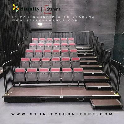 China Indoor Portable Retractable Lecture Hall / Church / School Stunity Seat Bleacher With Guardrail for sale