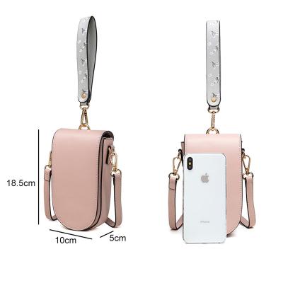 China Mini Small Anti-fall Light Weight PU Leather Cross - Body Cell Phone Case Bag Wallet Phone Pouch Shoulder Bag with 2 Straps for Women for sale