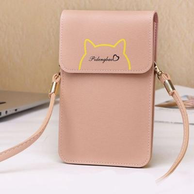 China 2021 New Women's Waterproof Pink Korean Style Cute Cross - Body Slim Mobile Case Wallet Water Proof Universal Long Phone Bag With Chain for sale