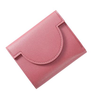 China The Other New Simple Slim Folding Lady Short Woman Purse Buckle Fashion Card Holder Budget Wallet Leather for sale