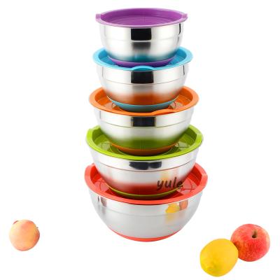 China China Supplier Korea Stainless Steel Salad Bowl Sustainable Mixing Bowl With Silicone Bottom for sale