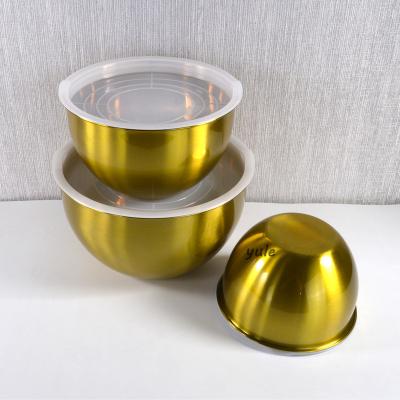 China Factory hot sale viable nesting stainless steel mixing bowl for kitchen golden salad bowl for sale