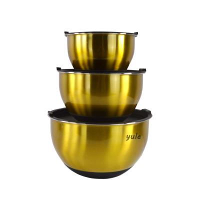 China Sustainable Amazon Success Nesting Non-Slip Stainless Steel Silicone Base Stainless Steel Salad Bowl For Meal Mixing for sale