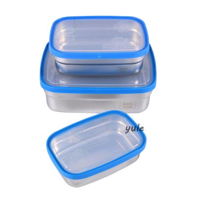 China Sustainable Kitchenware Feature A3 Pcs Contenedor Almacenamiento alimentos Stainless Steel Leakproof Lid Eco-friendly for sale