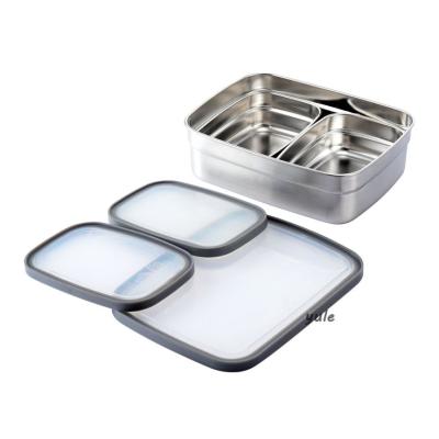 China Steamable Factory Supply Food Grade Stainless Steel Lunch Box Storage Container for sale