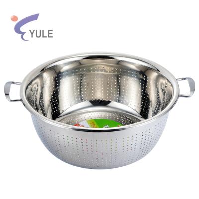 China China Factory Stocked Extra Large Colander Wholesale Rice Colander Deep Stainless Steel Bowl Full Of Holes for sale