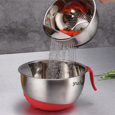 China Sustainable Stainless Steel Sieve With Handle Colander Steel Bowls Rice Sieve Colander Bowl for sale