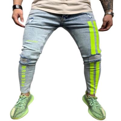 China Viable Custom Destroyed Denim Paint Jeans Ripped Skinny European Style Mens Shirts Jeans Jeans For Men for sale